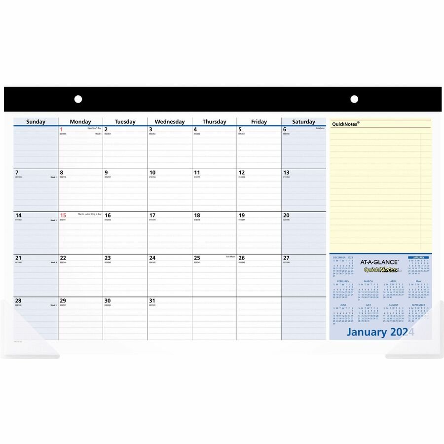 At A Glance Quicknotes 2024 Compact Monthly Desk Pad Calendar Compact 18 X 11 Saddle 1063